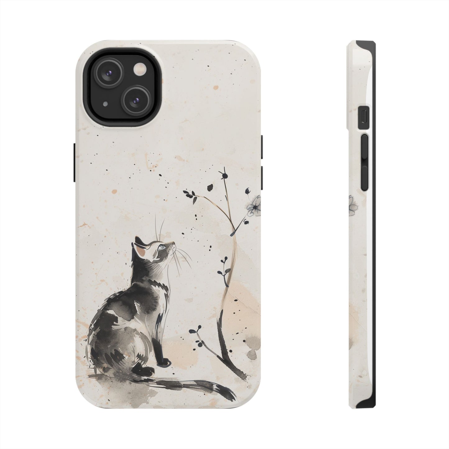 Ink-Wash Cat iPhone Case | Minimalist Oriental Art Phone Cover | Zen Aesthetic Gift