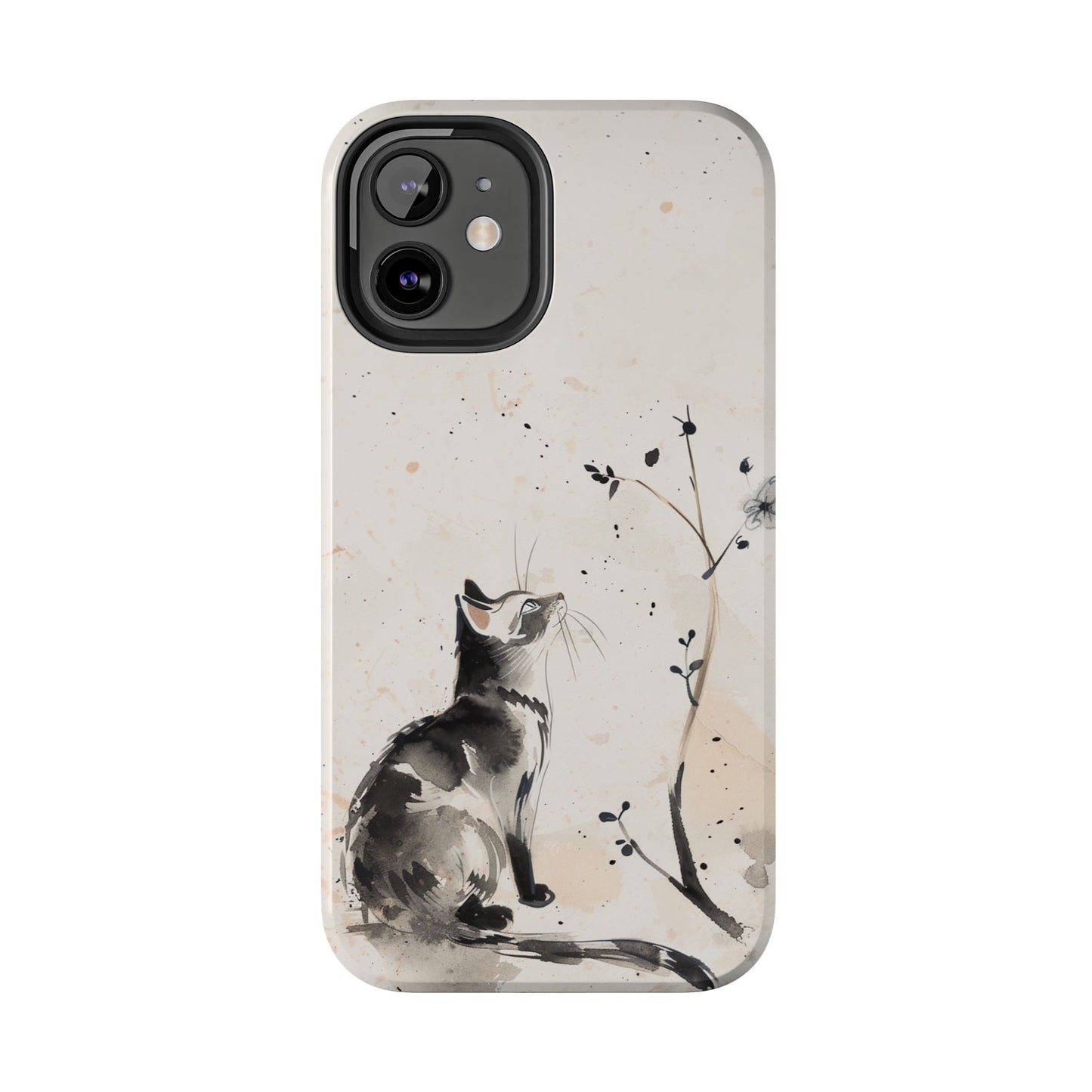 Ink-Wash Cat iPhone Case | Minimalist Oriental Art Phone Cover | Zen Aesthetic Gift