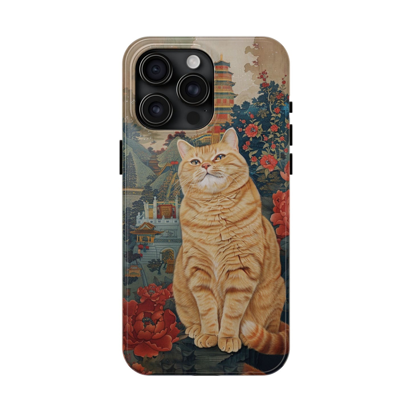 Oriental Garden Cat iPhone Case | Ancient Chinese Art Phone Cover | Clear Soft TPU Case