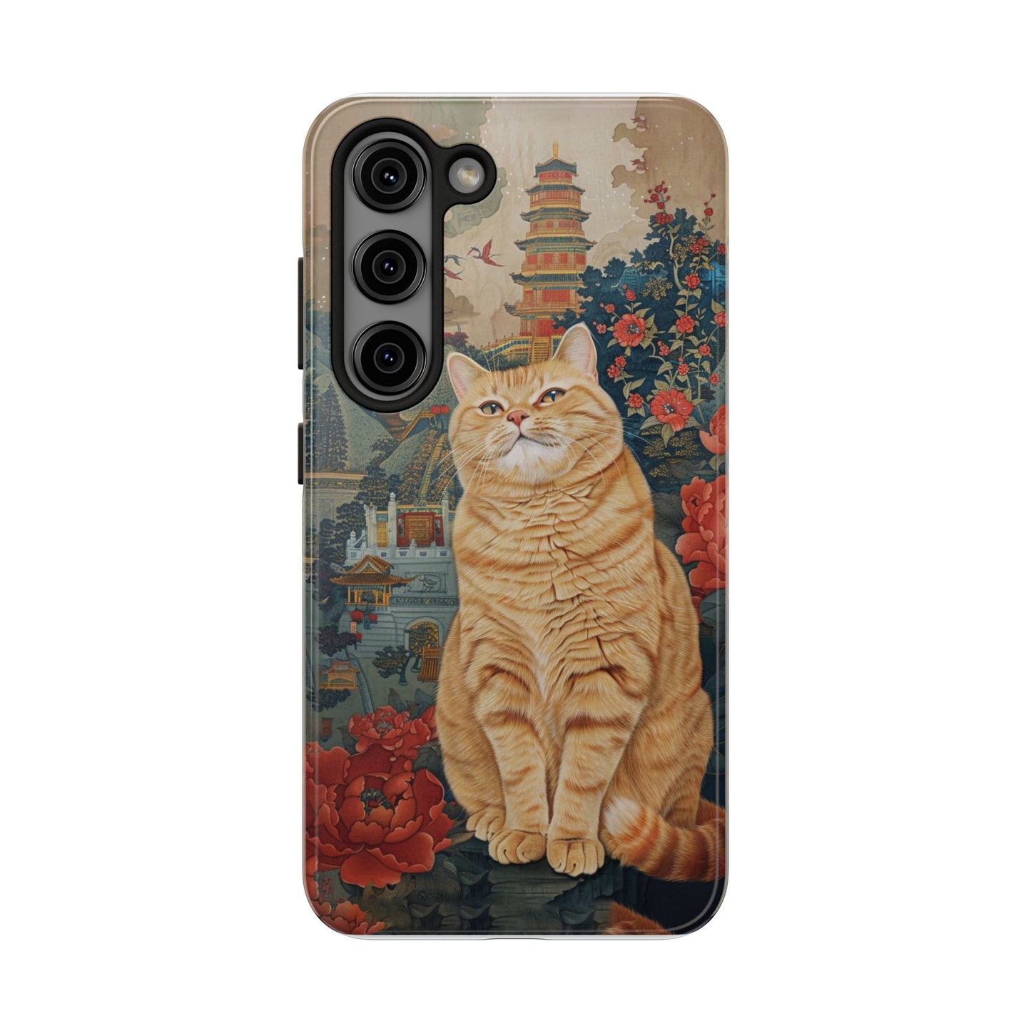 Oriental Garden Cat iPhone Case | Ancient Chinese Art Phone Cover | Clear Soft TPU Case