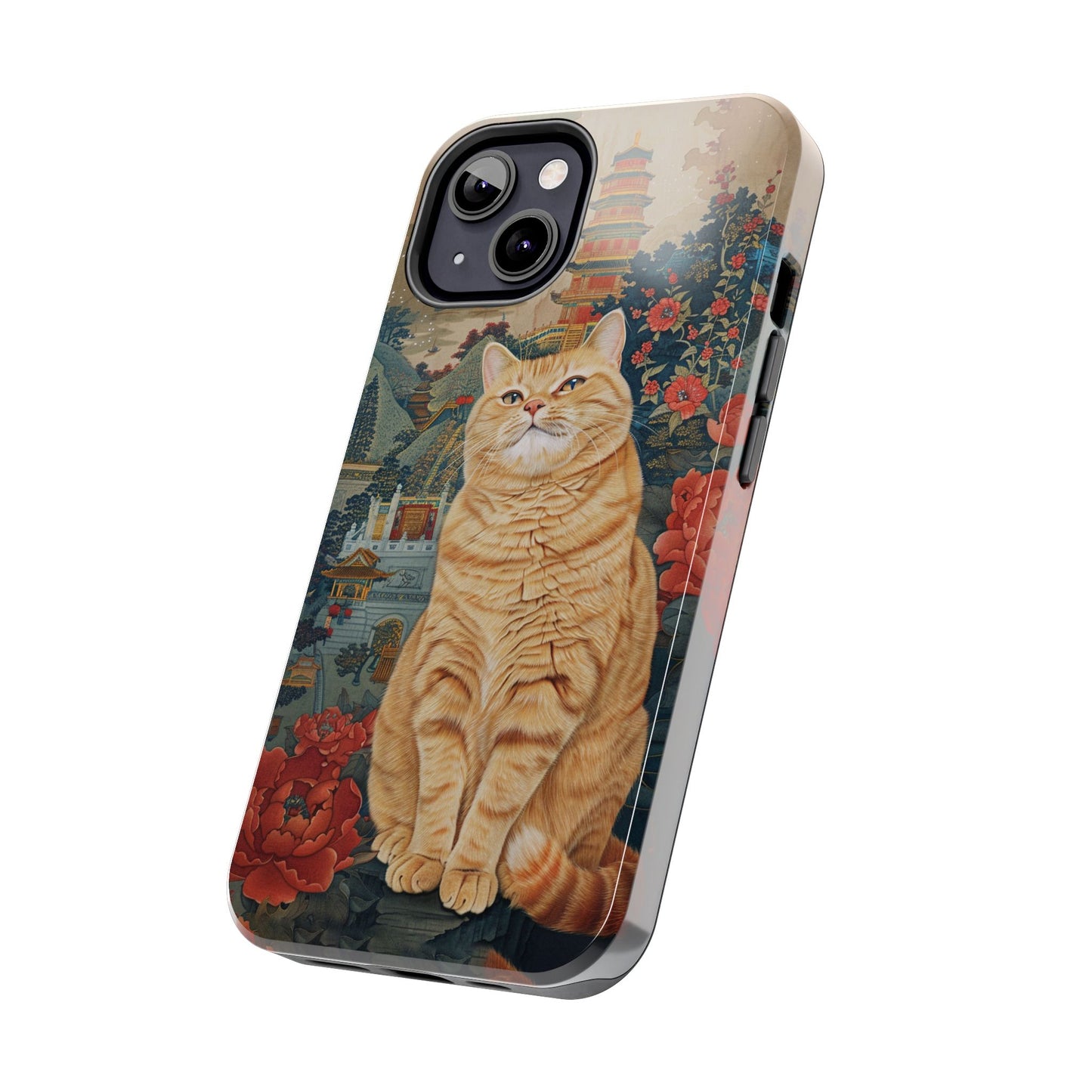 Oriental Garden Cat iPhone Case | Ancient Chinese Art Phone Cover | Clear Soft TPU Case