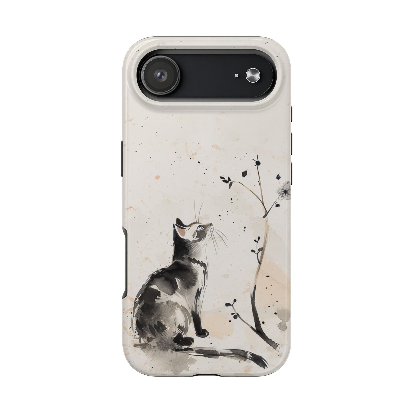 Ink-Wash Cat iPhone Case | Minimalist Oriental Art Phone Cover | Zen Aesthetic Gift