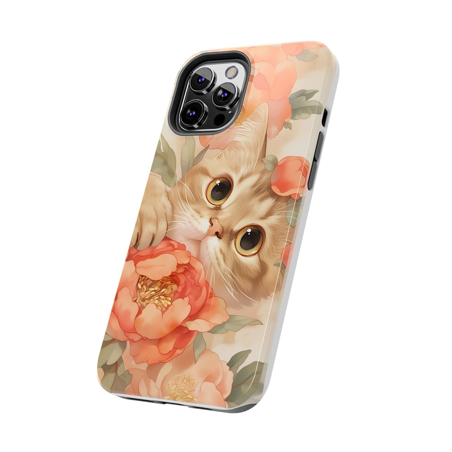 "Peony Guardian" - Floral Cat Phone Case | Tang Dynasty Elegance Meets Daily Protection