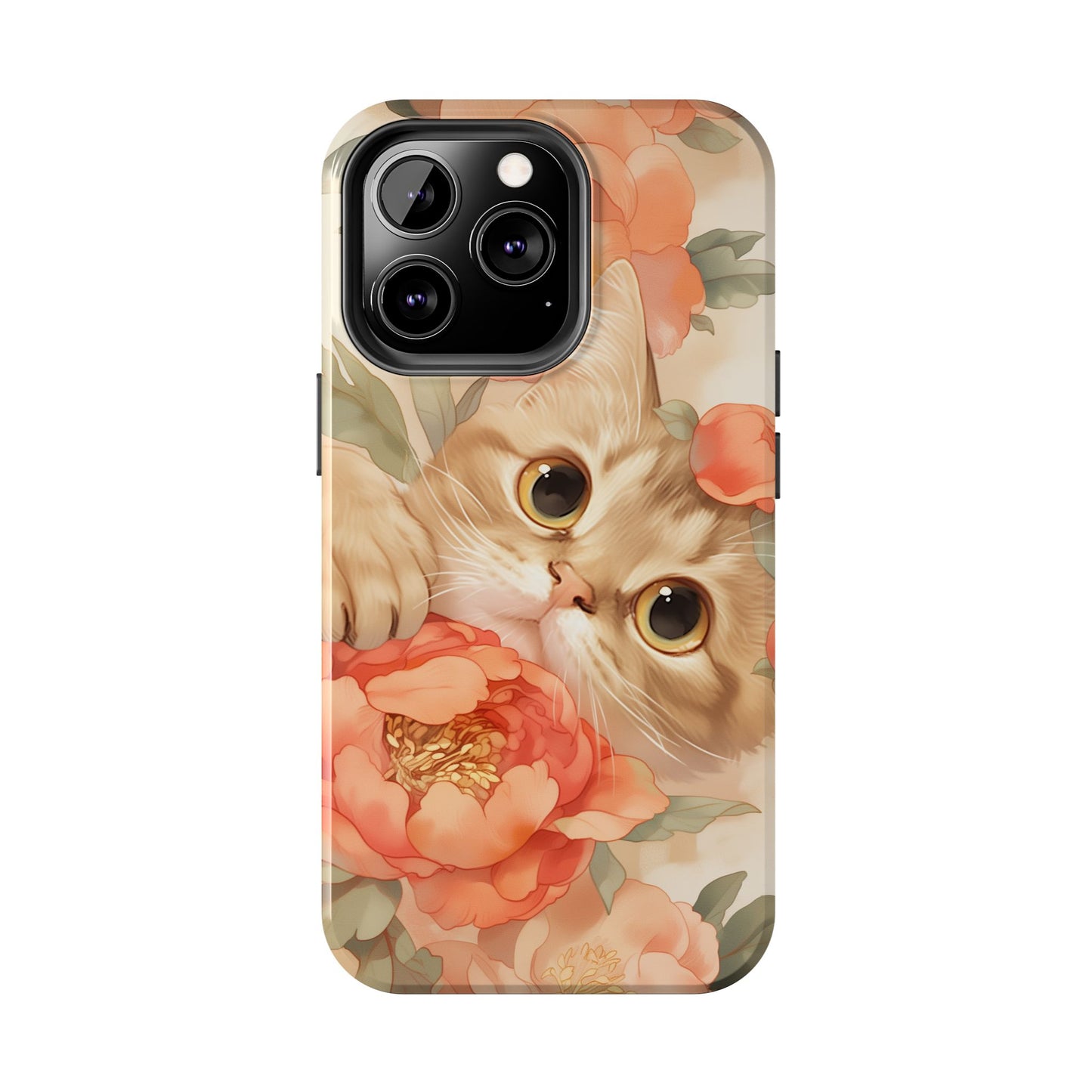"Peony Guardian" - Floral Cat Phone Case | Tang Dynasty Elegance Meets Daily Protection