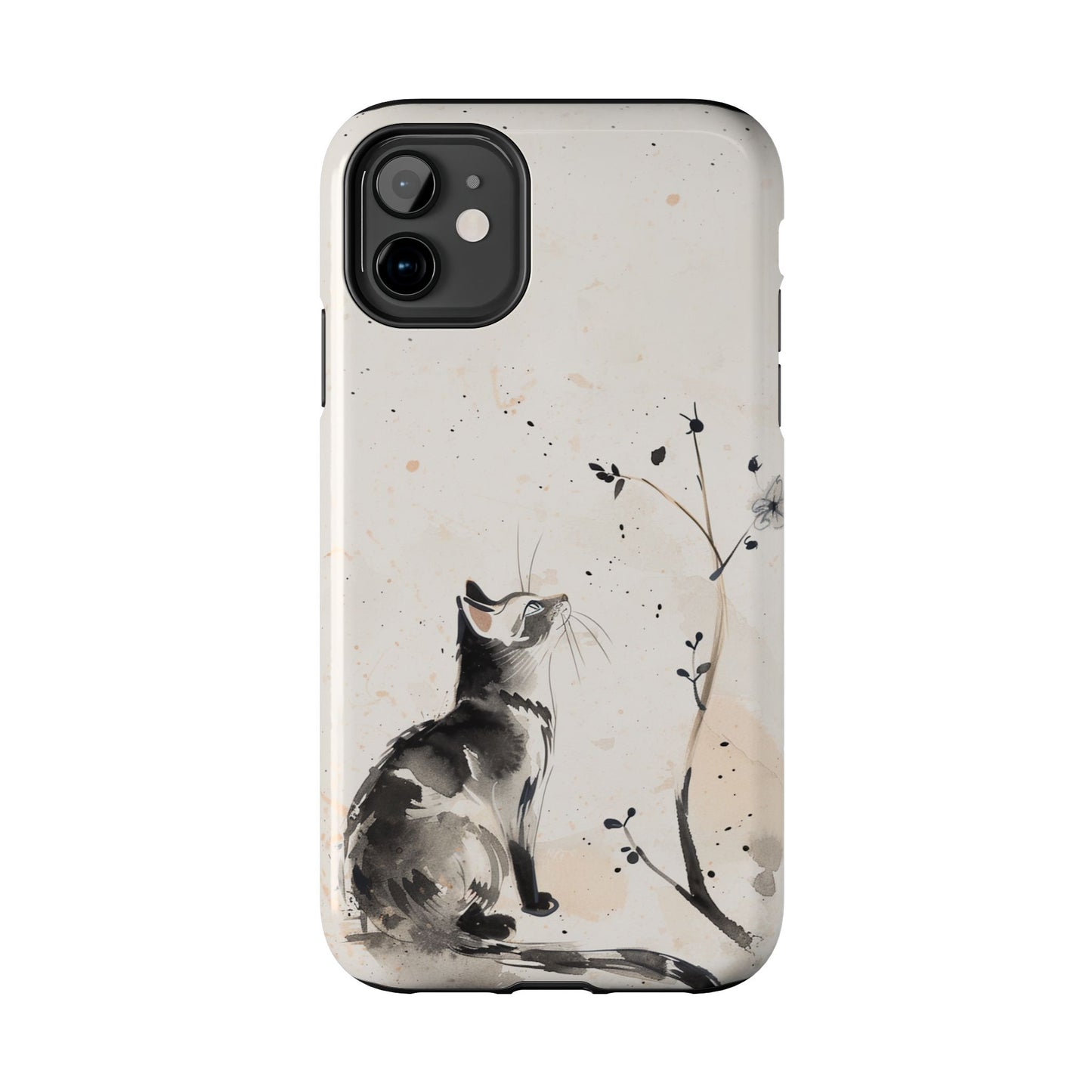 Ink-Wash Cat iPhone Case | Minimalist Oriental Art Phone Cover | Zen Aesthetic Gift