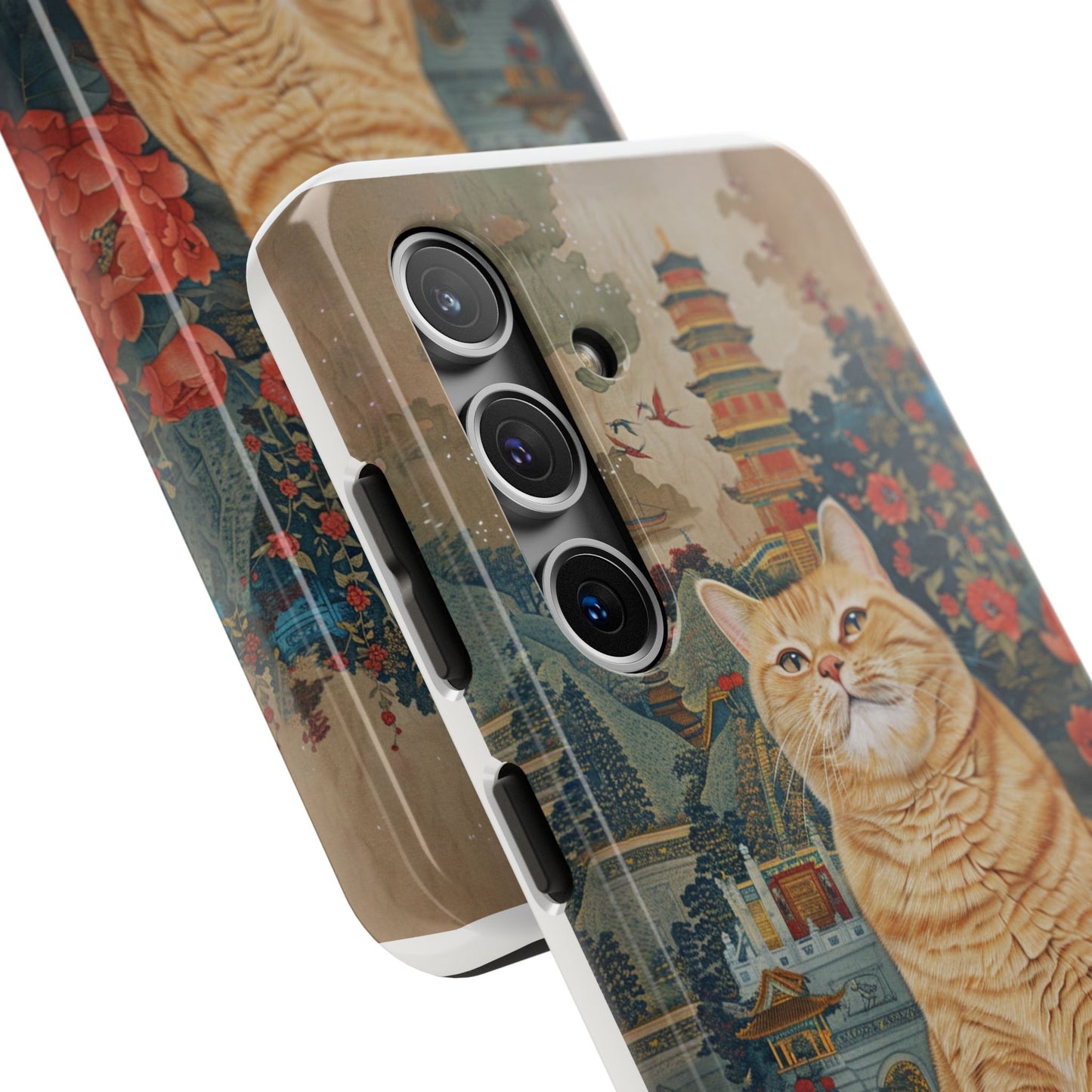 Oriental Garden Cat iPhone Case | Ancient Chinese Art Phone Cover | Clear Soft TPU Case