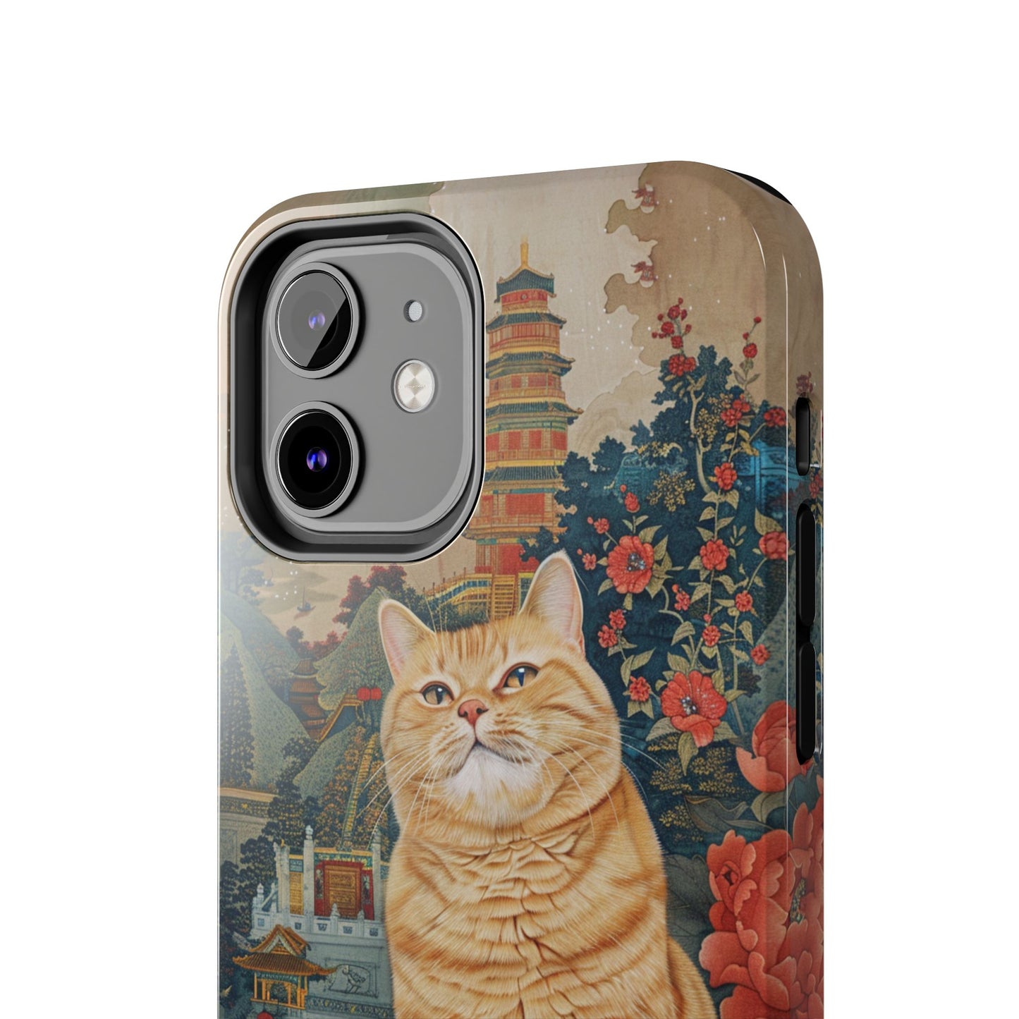 Oriental Garden Cat iPhone Case | Ancient Chinese Art Phone Cover | Clear Soft TPU Case