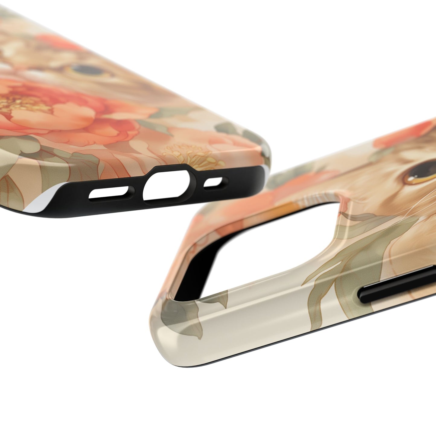 "Peony Guardian" - Floral Cat Phone Case | Tang Dynasty Elegance Meets Daily Protection