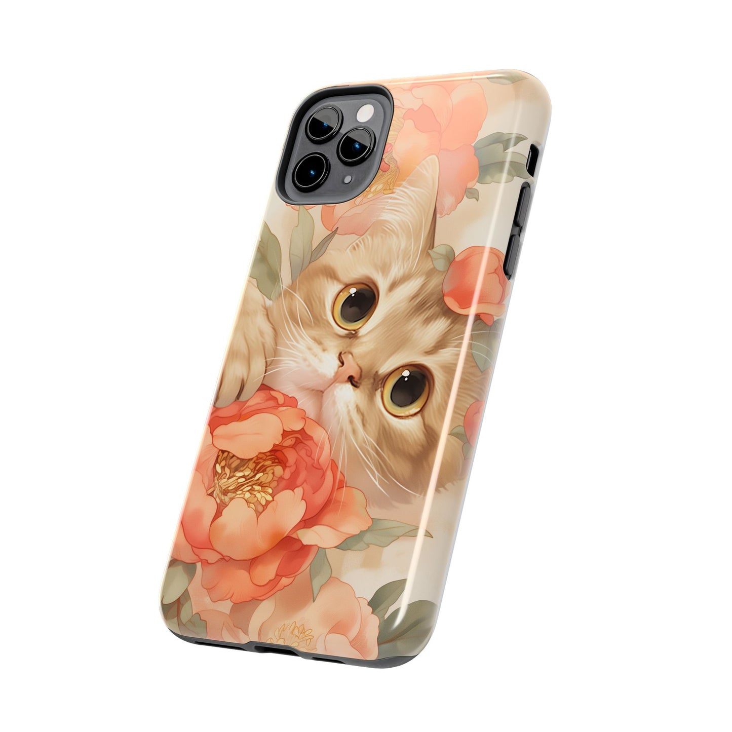 "Peony Guardian" - Floral Cat Phone Case | Tang Dynasty Elegance Meets Daily Protection