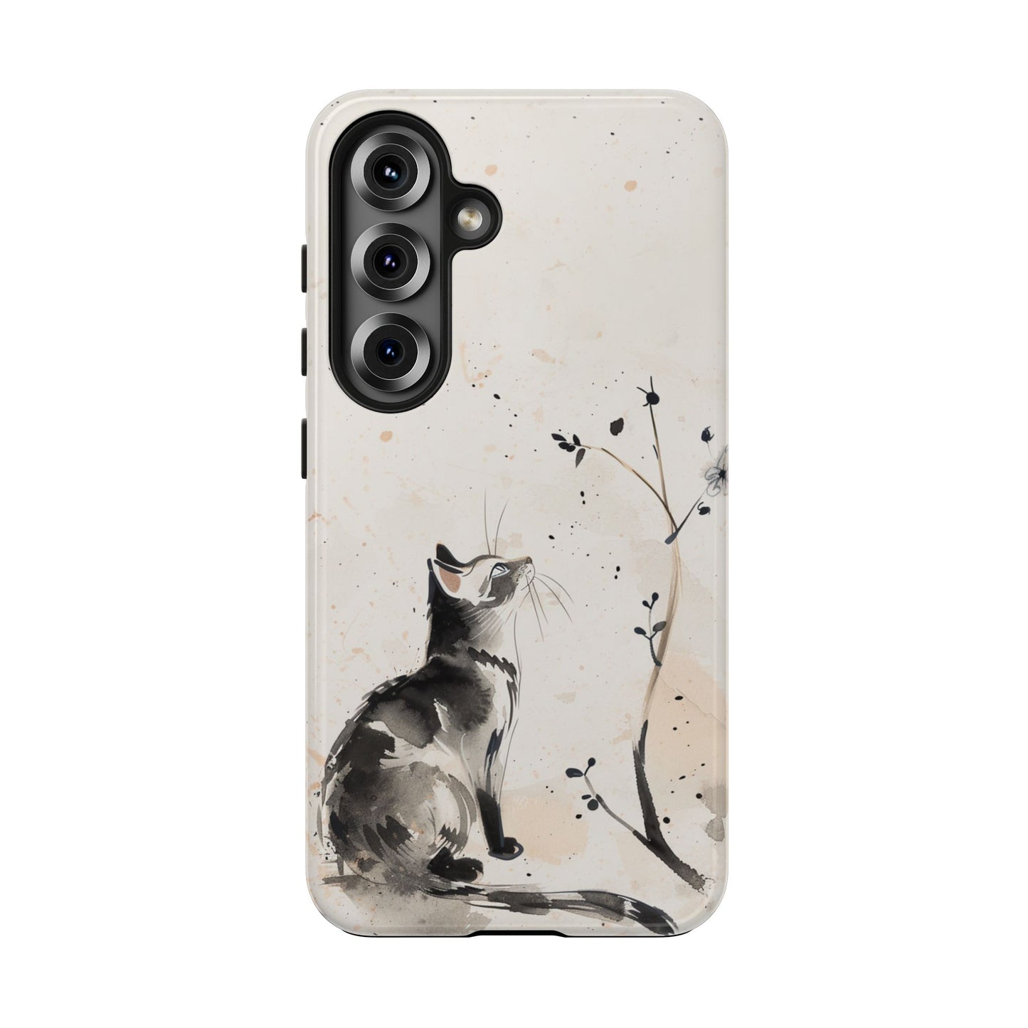 Ink-Wash Cat iPhone Case | Minimalist Oriental Art Phone Cover | Zen Aesthetic Gift