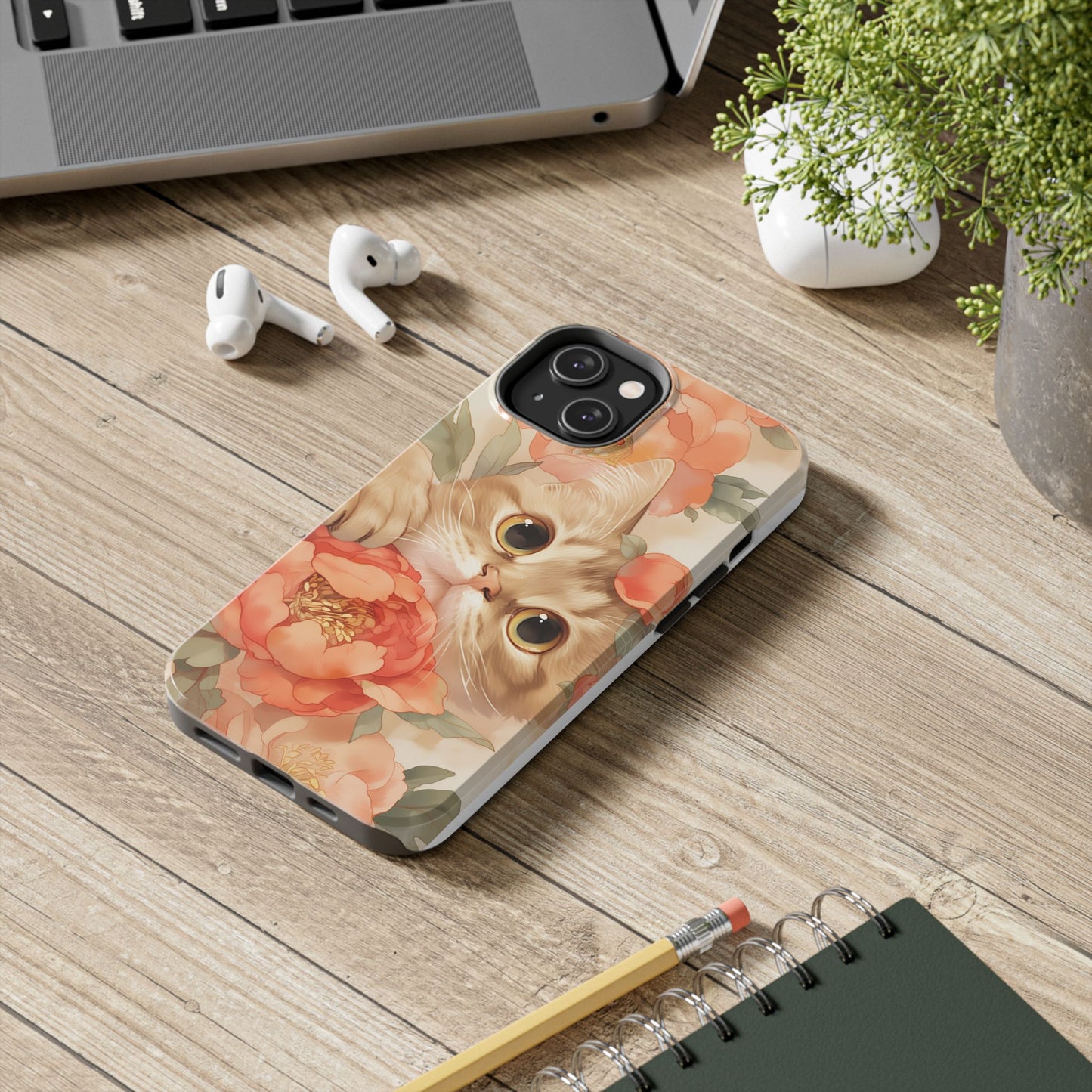 "Peony Guardian" - Floral Cat Phone Case | Tang Dynasty Elegance Meets Daily Protection
