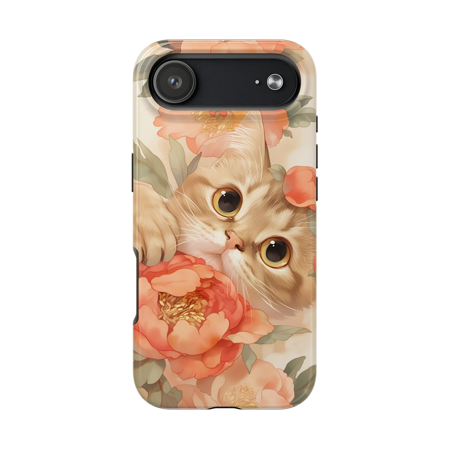 "Peony Guardian" - Floral Cat Phone Case | Tang Dynasty Elegance Meets Daily Protection