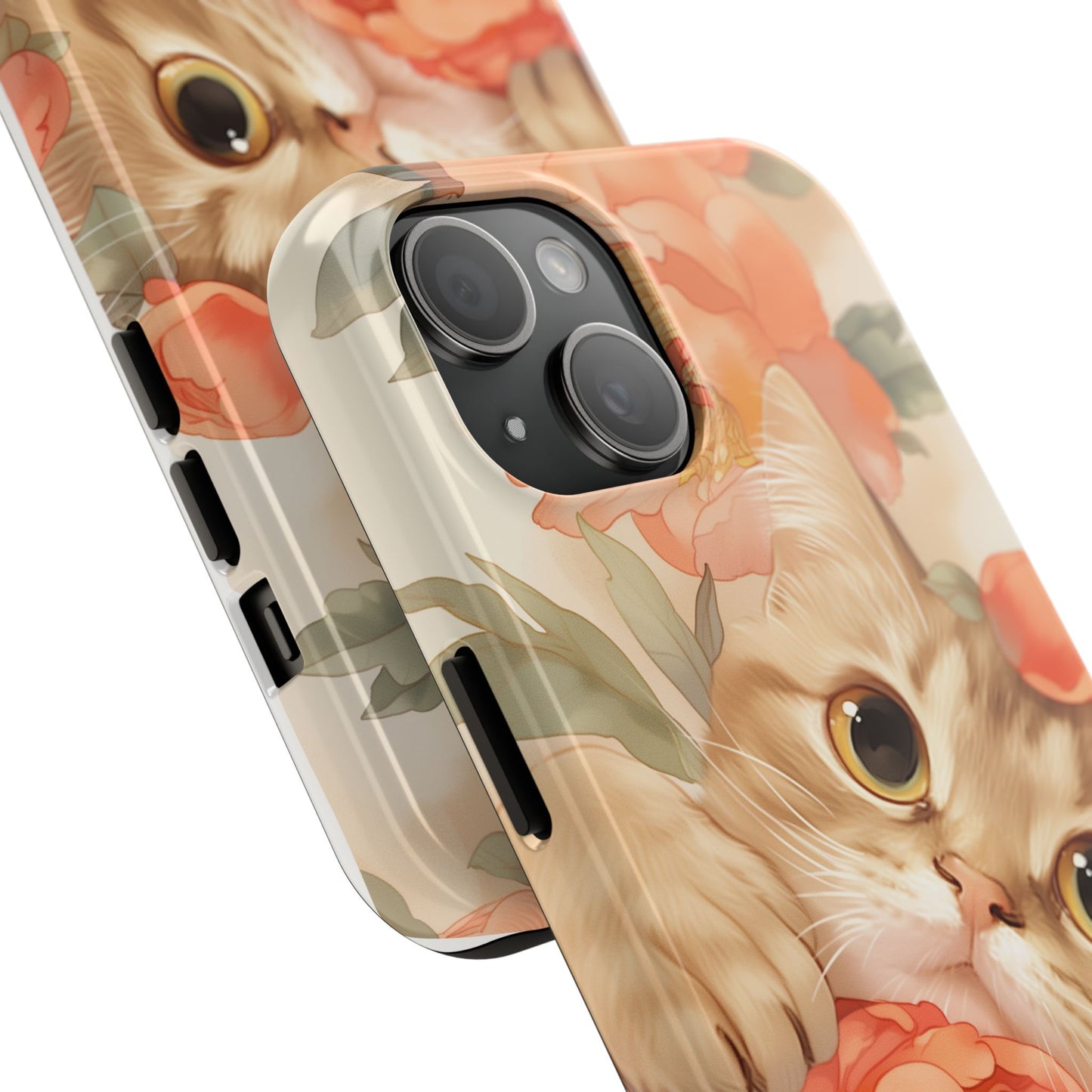 "Peony Guardian" - Floral Cat Phone Case | Tang Dynasty Elegance Meets Daily Protection