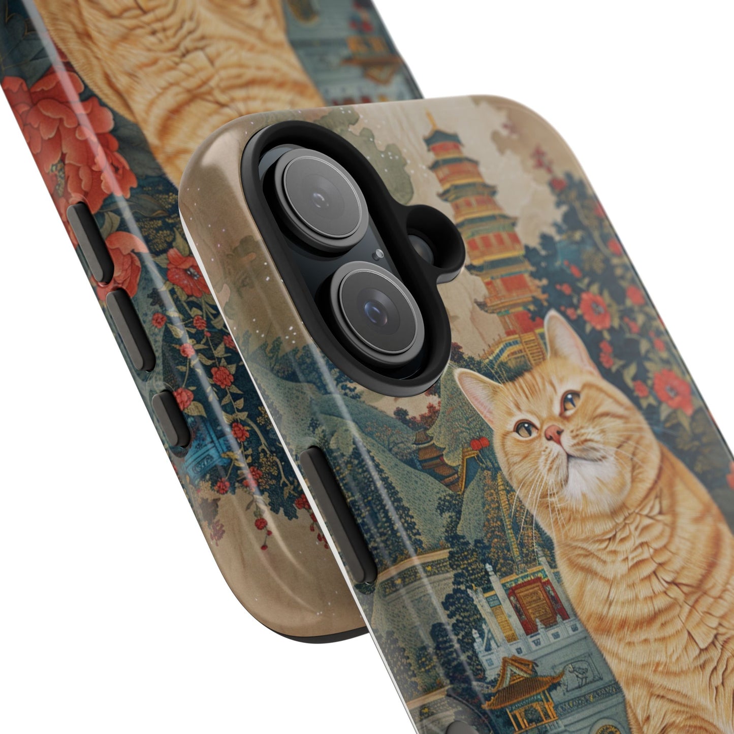 Oriental Garden Cat iPhone Case | Ancient Chinese Art Phone Cover | Clear Soft TPU Case