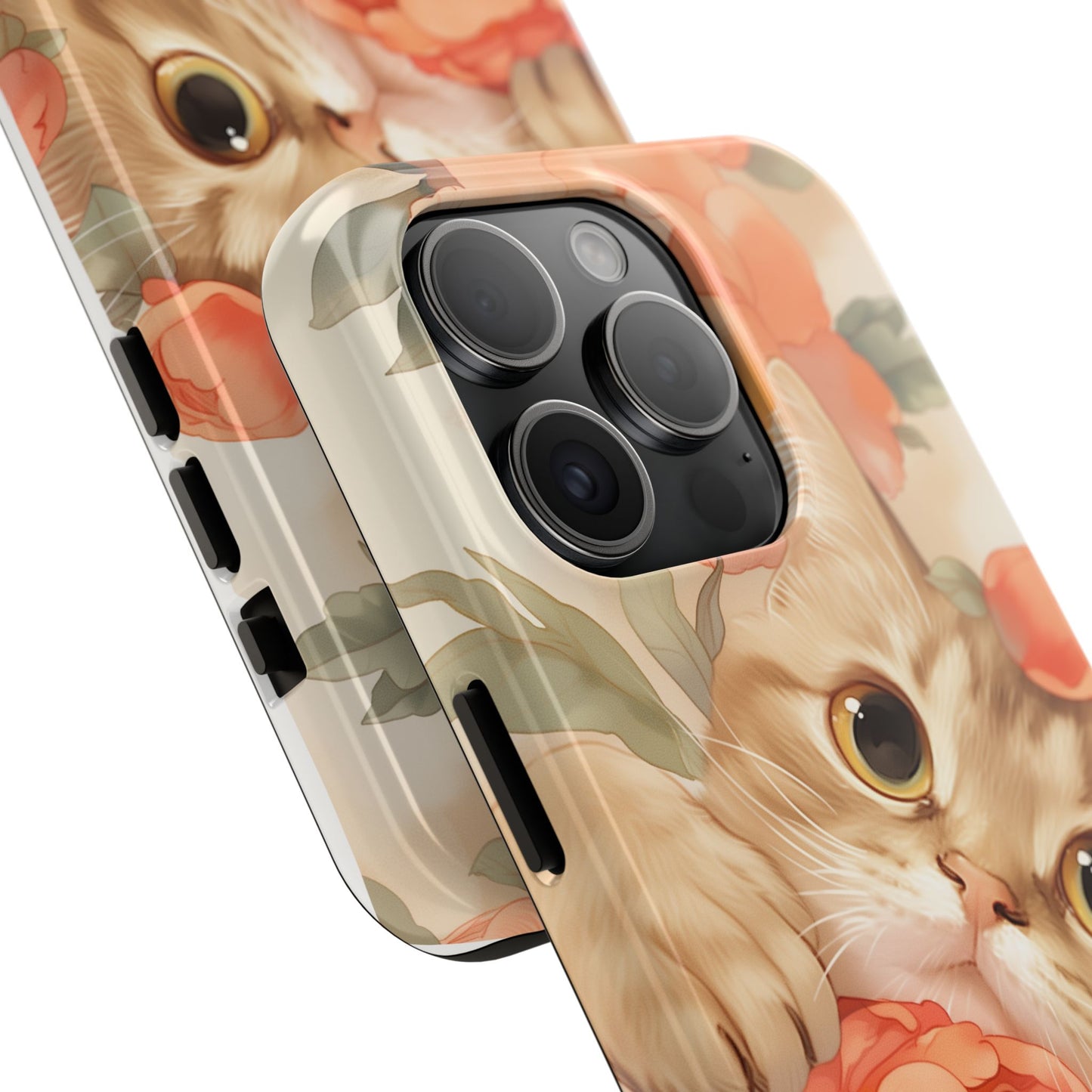 "Peony Guardian" - Floral Cat Phone Case | Tang Dynasty Elegance Meets Daily Protection
