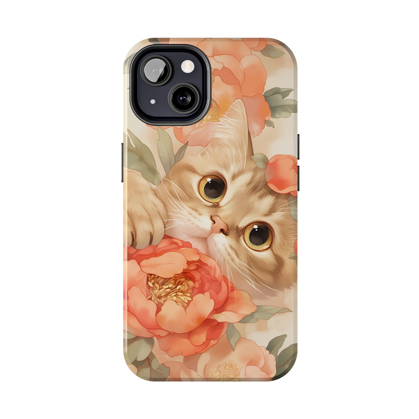 "Peony Guardian" - Floral Cat Phone Case | Tang Dynasty Elegance Meets Daily Protection