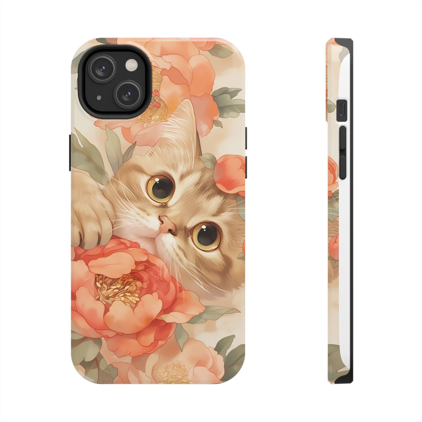 "Peony Guardian" - Floral Cat Phone Case | Tang Dynasty Elegance Meets Daily Protection