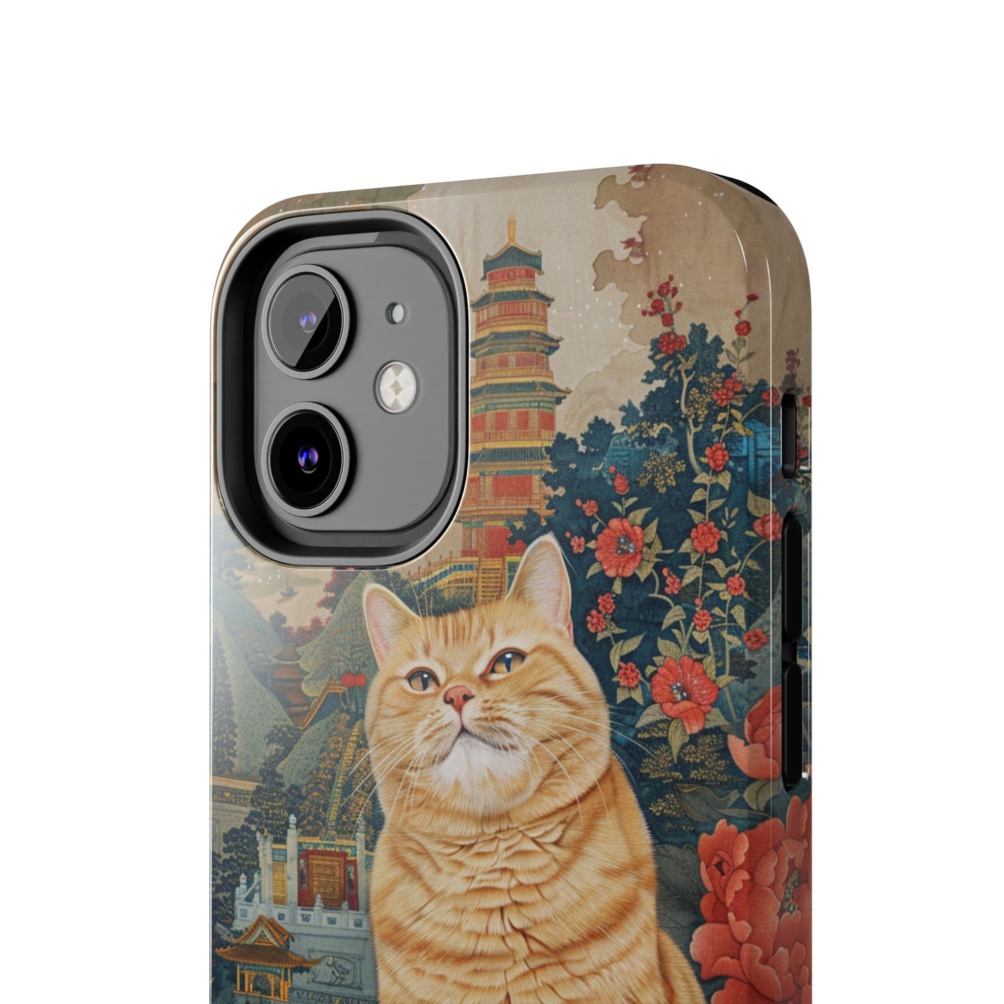 Oriental Garden Cat iPhone Case | Ancient Chinese Art Phone Cover | Clear Soft TPU Case