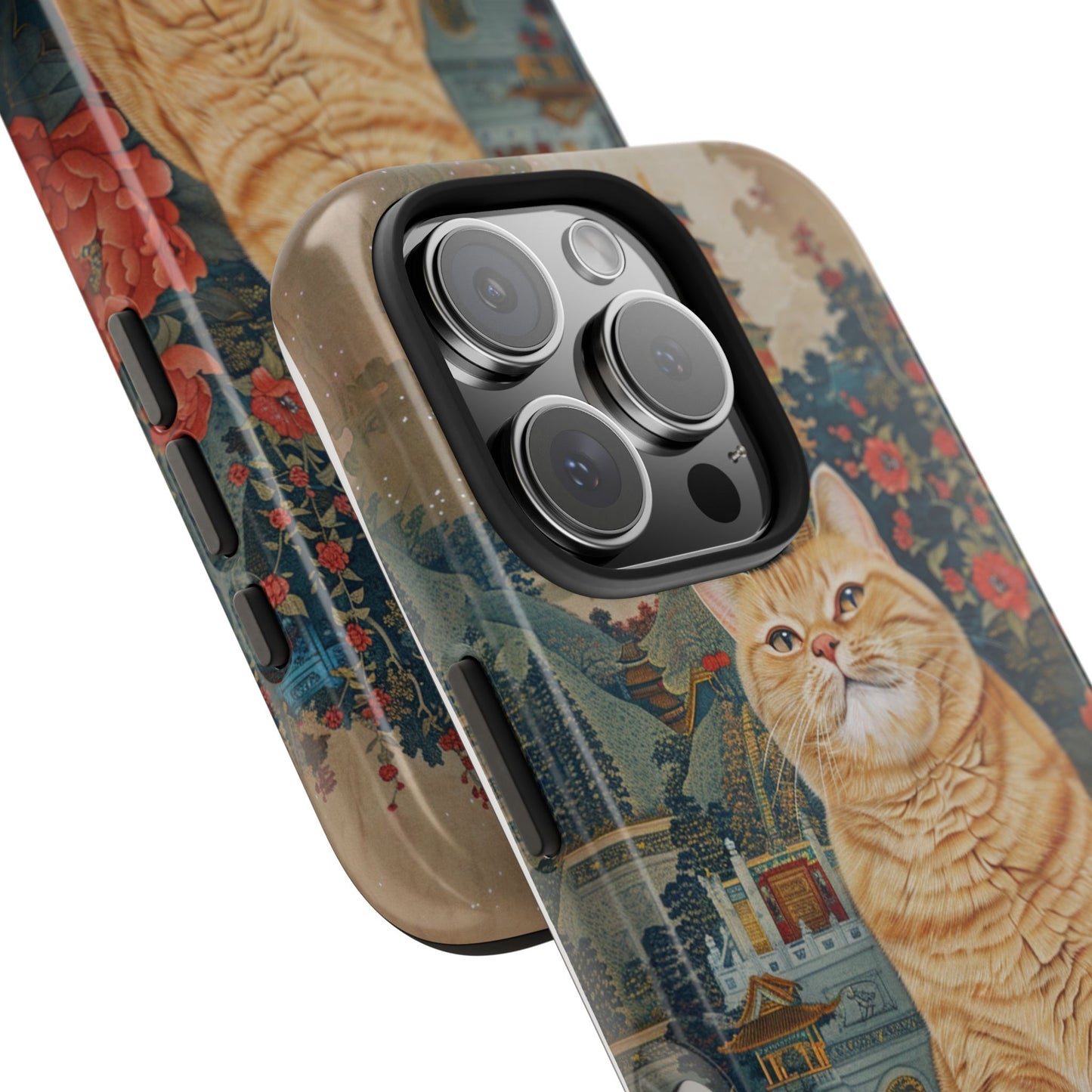 Oriental Garden Cat iPhone Case | Ancient Chinese Art Phone Cover | Clear Soft TPU Case