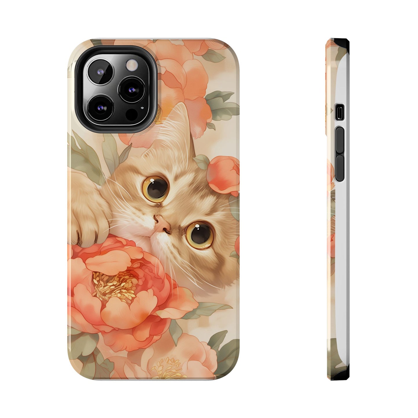 "Peony Guardian" - Floral Cat Phone Case | Tang Dynasty Elegance Meets Daily Protection