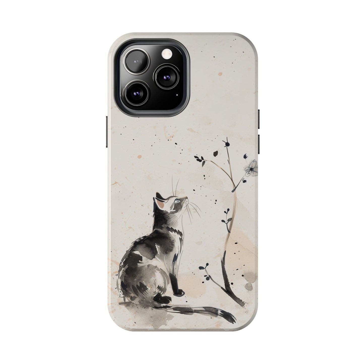 Ink-Wash Cat iPhone Case | Minimalist Oriental Art Phone Cover | Zen Aesthetic Gift