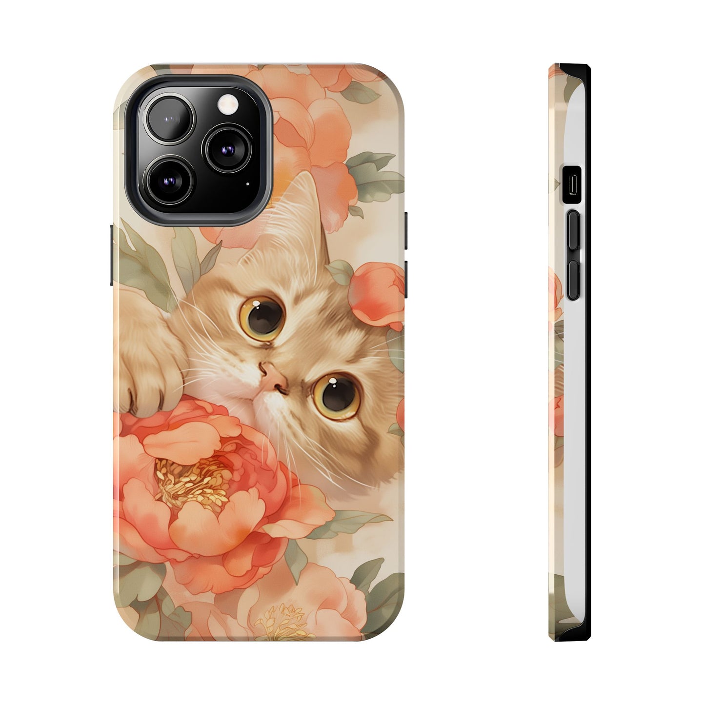 "Peony Guardian" - Floral Cat Phone Case | Tang Dynasty Elegance Meets Daily Protection