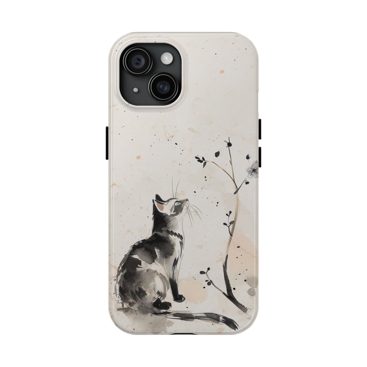 Ink-Wash Cat iPhone Case | Minimalist Oriental Art Phone Cover | Zen Aesthetic Gift