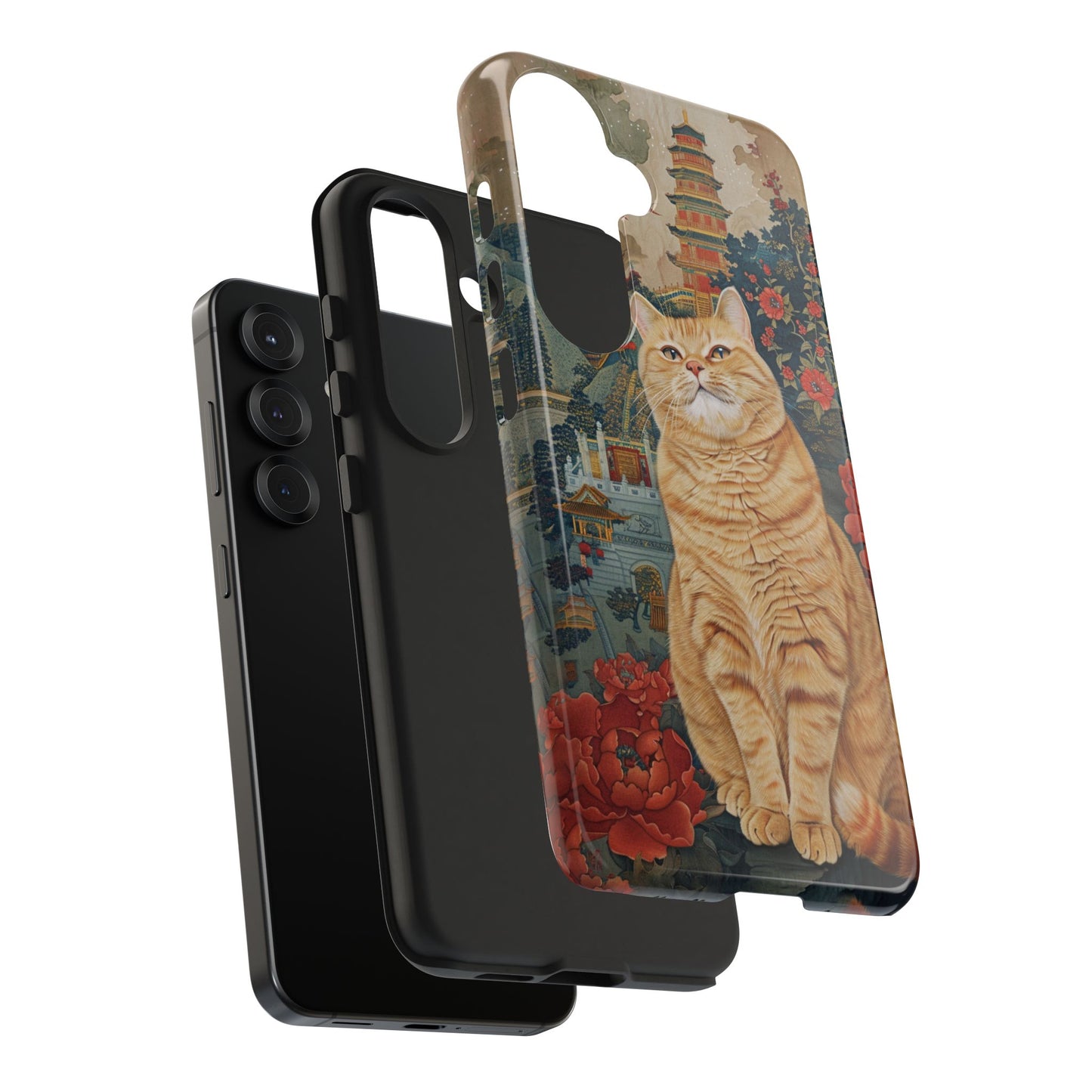 Oriental Garden Cat iPhone Case | Ancient Chinese Art Phone Cover | Clear Soft TPU Case