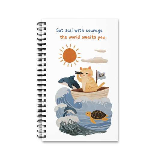 Courageous Cat Spiral Journal - Inspirational Notebook for Dreamers