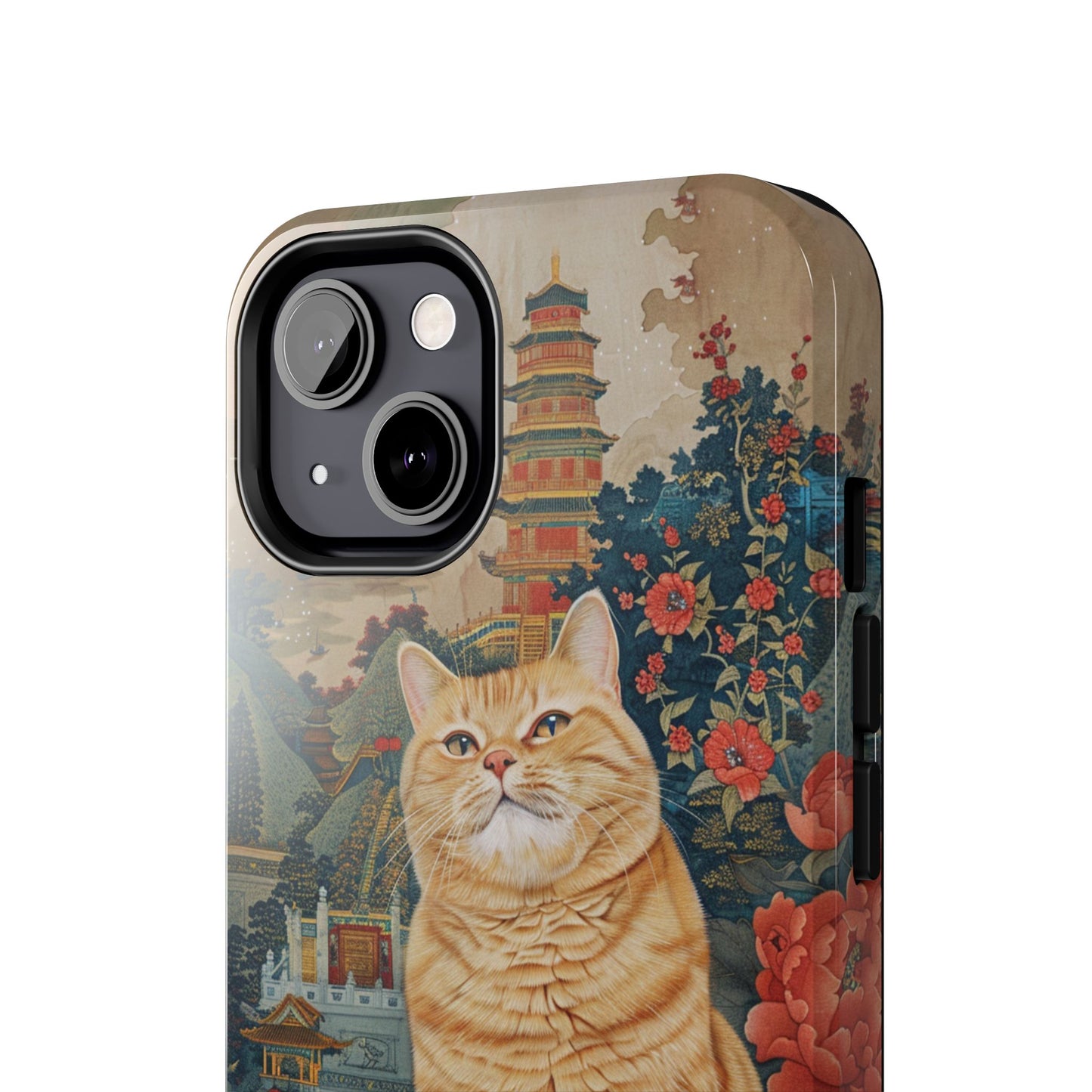 Oriental Garden Cat iPhone Case | Ancient Chinese Art Phone Cover | Clear Soft TPU Case