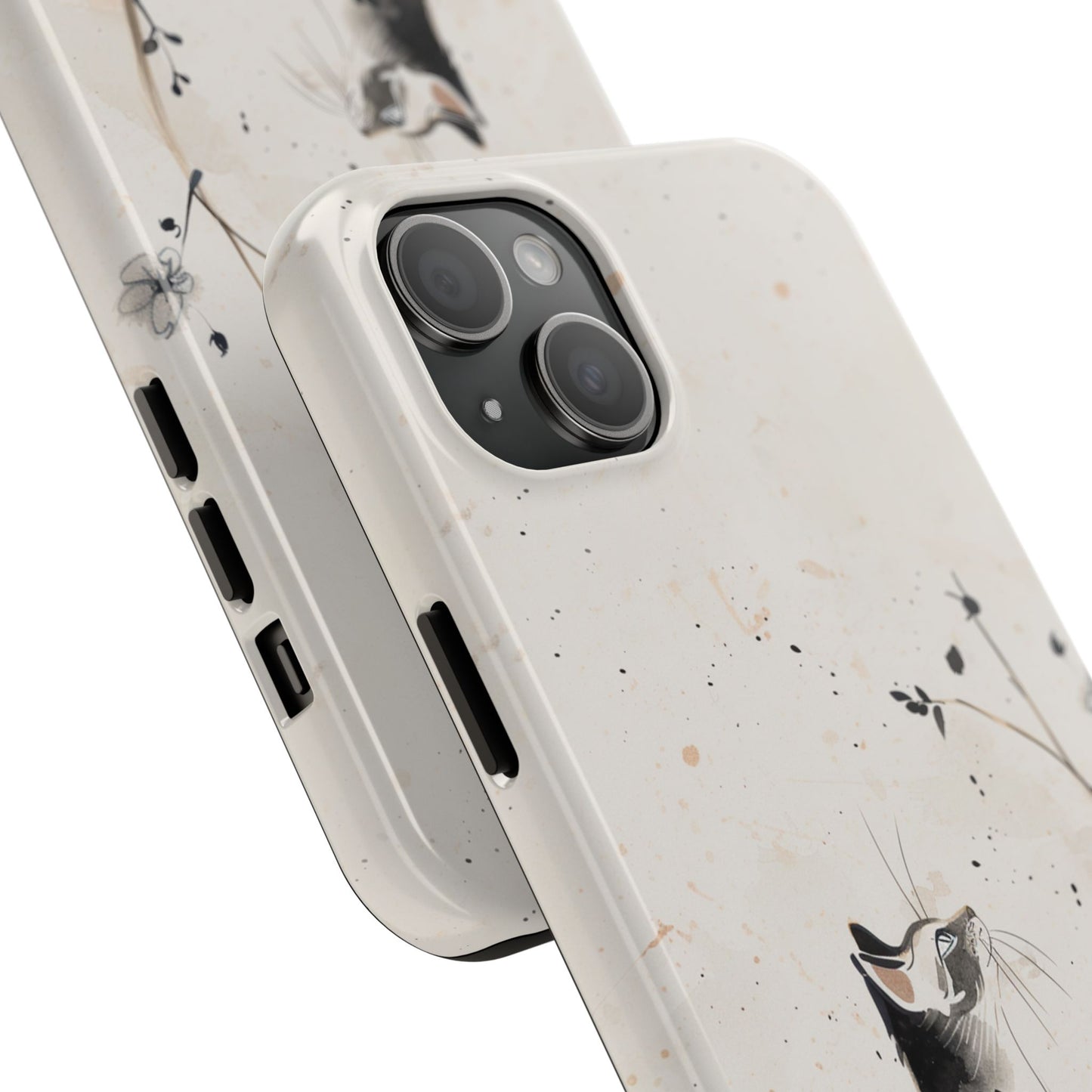 Ink-Wash Cat iPhone Case | Minimalist Oriental Art Phone Cover | Zen Aesthetic Gift