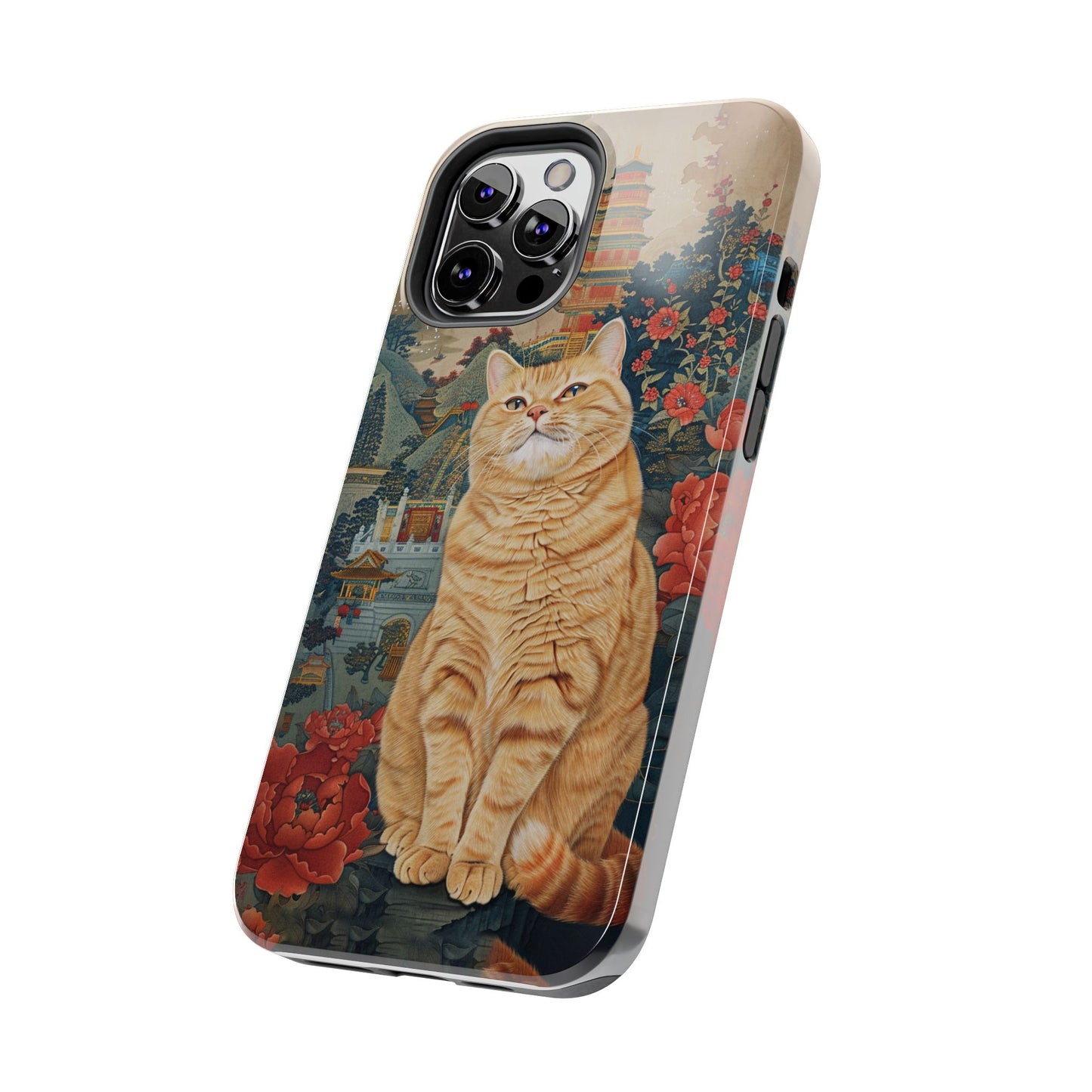 Oriental Garden Cat iPhone Case | Ancient Chinese Art Phone Cover | Clear Soft TPU Case