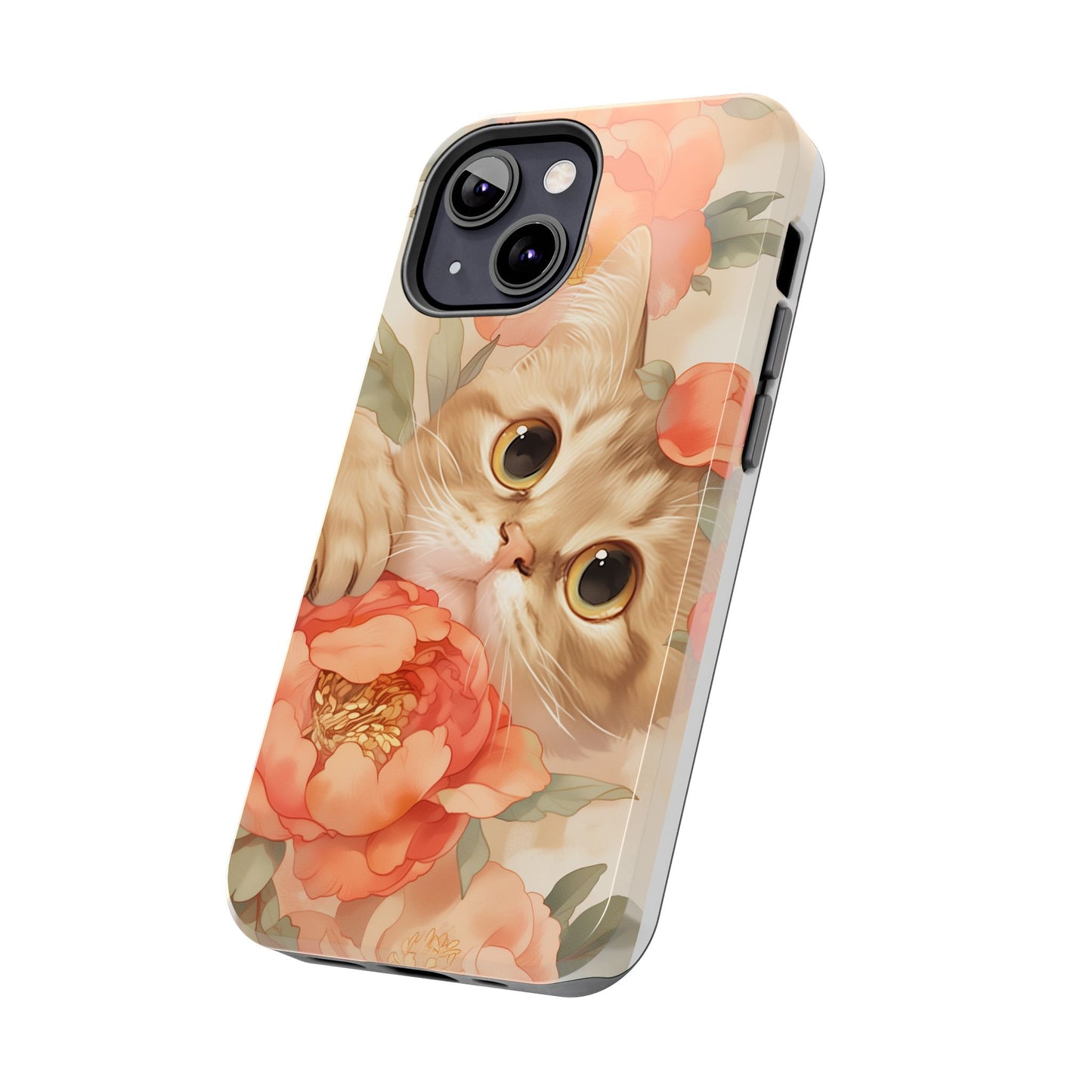 "Peony Guardian" - Floral Cat Phone Case | Tang Dynasty Elegance Meets Daily Protection