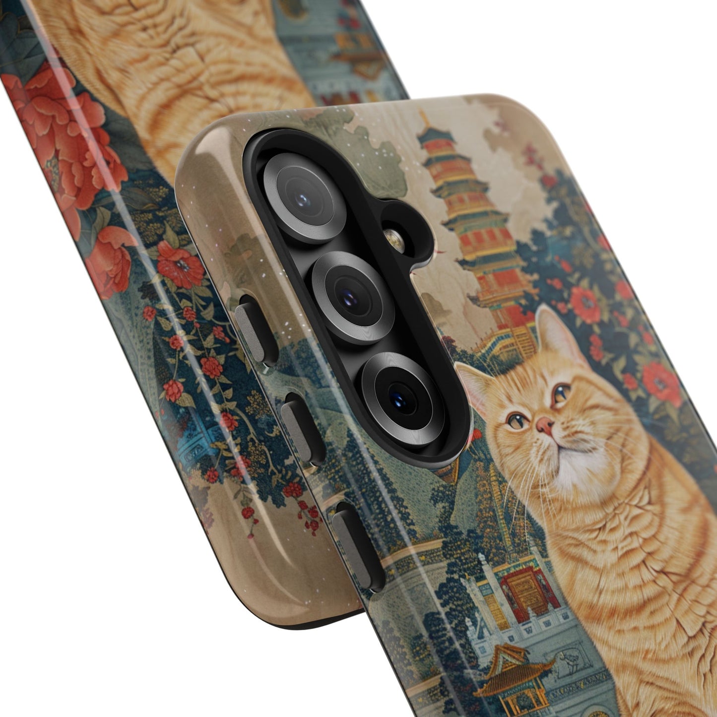 Oriental Garden Cat iPhone Case | Ancient Chinese Art Phone Cover | Clear Soft TPU Case