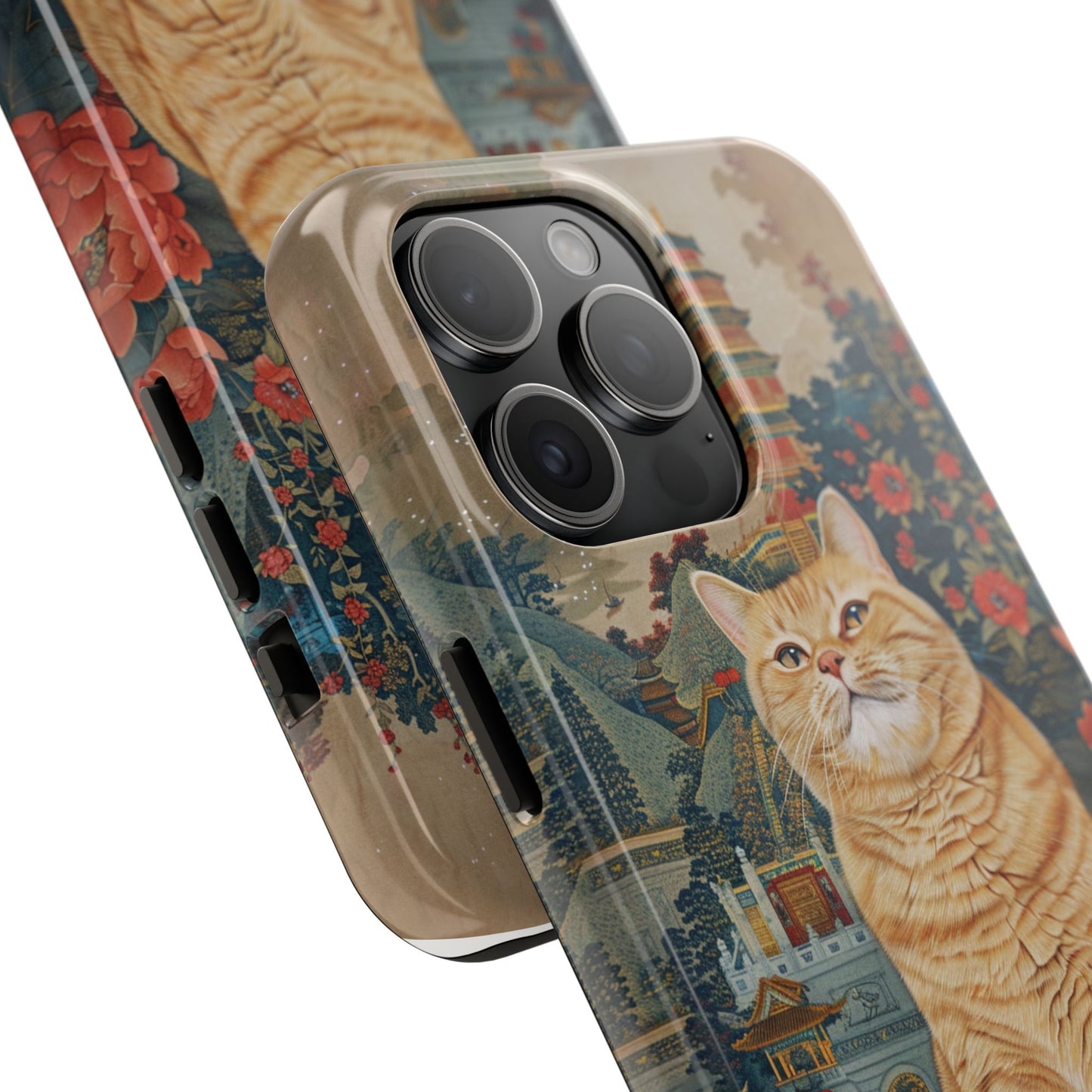 Oriental Garden Cat iPhone Case | Ancient Chinese Art Phone Cover | Clear Soft TPU Case