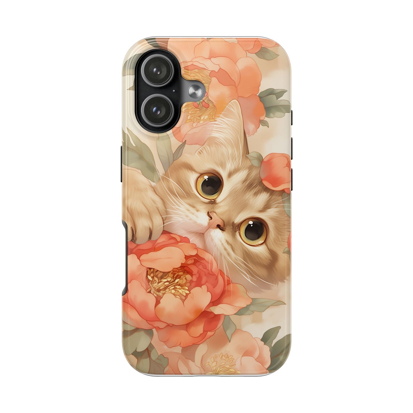 "Peony Guardian" - Floral Cat Phone Case | Tang Dynasty Elegance Meets Daily Protection