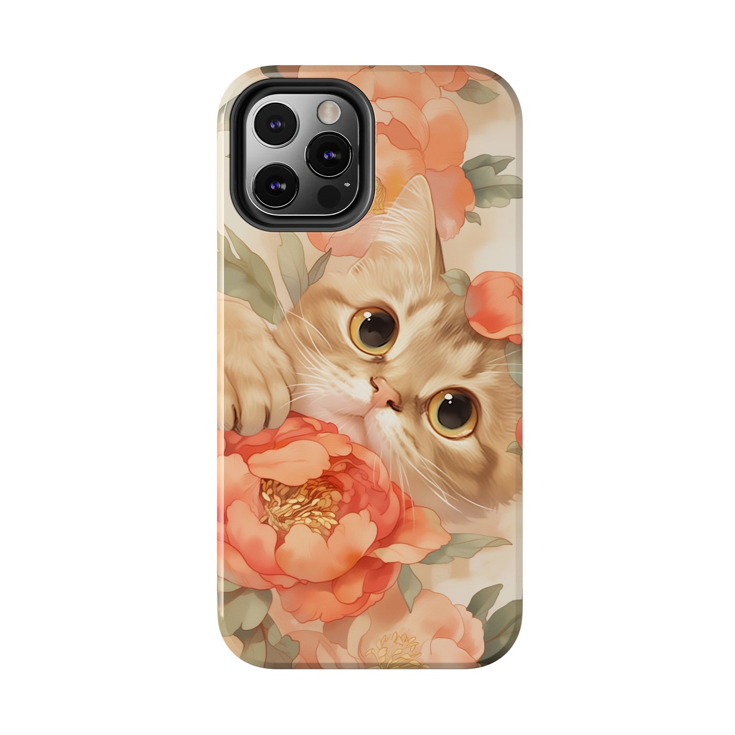 "Peony Guardian" - Floral Cat Phone Case | Tang Dynasty Elegance Meets Daily Protection