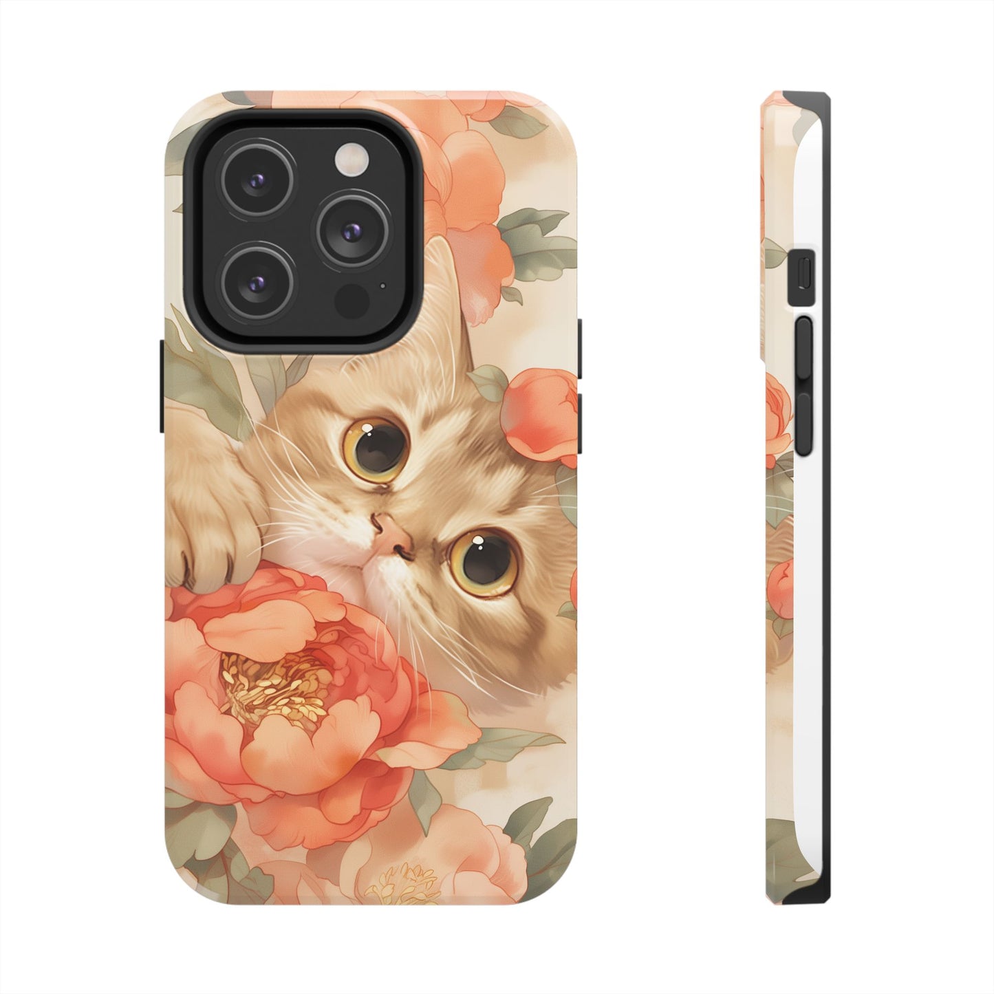 "Peony Guardian" - Floral Cat Phone Case | Tang Dynasty Elegance Meets Daily Protection