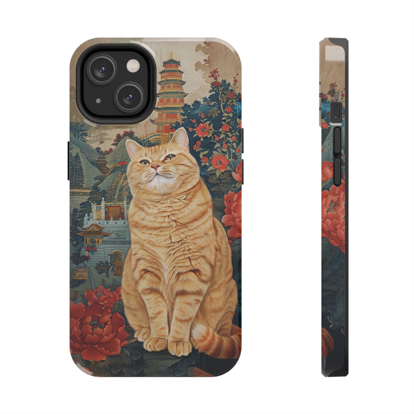 Oriental Garden Cat iPhone Case | Ancient Chinese Art Phone Cover | Clear Soft TPU Case
