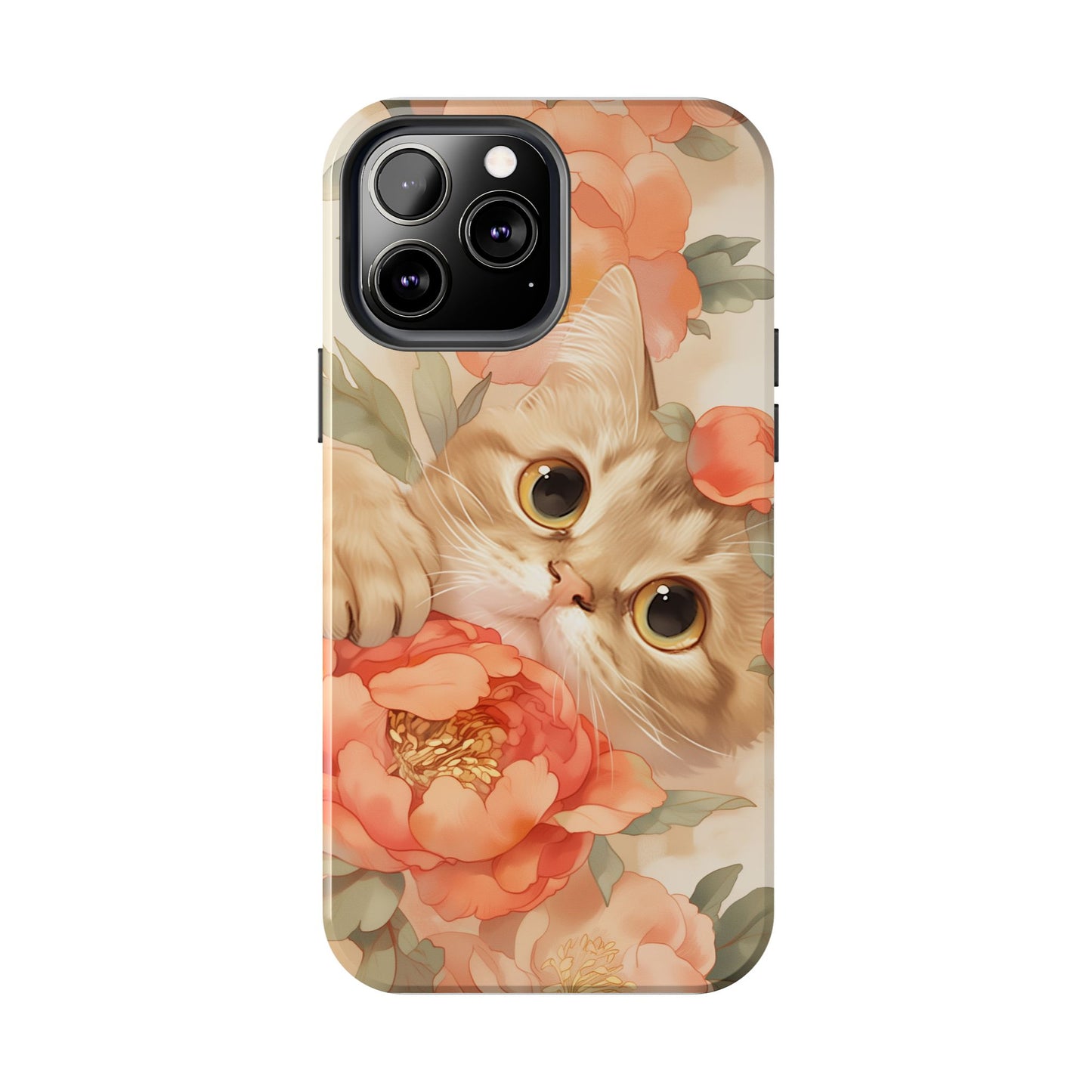 "Peony Guardian" - Floral Cat Phone Case | Tang Dynasty Elegance Meets Daily Protection