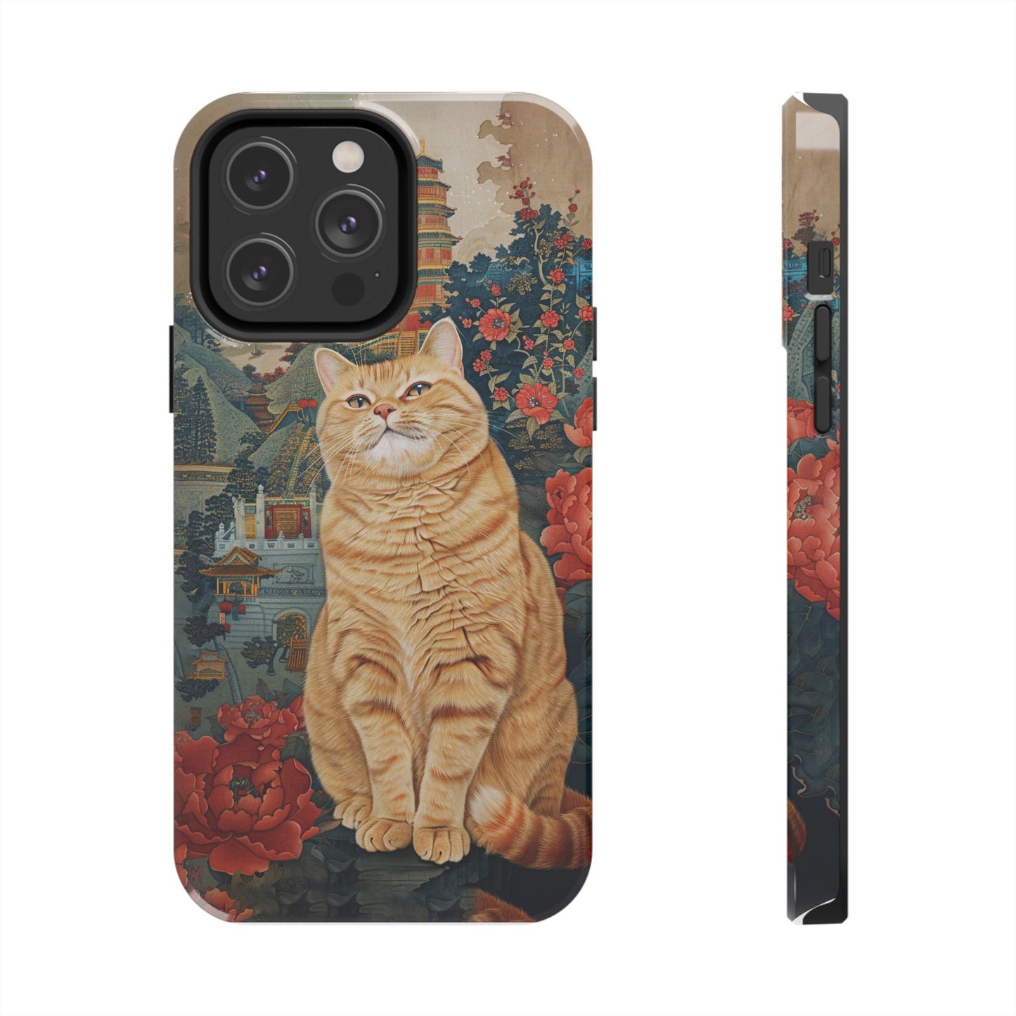 Oriental Garden Cat iPhone Case | Ancient Chinese Art Phone Cover | Clear Soft TPU Case