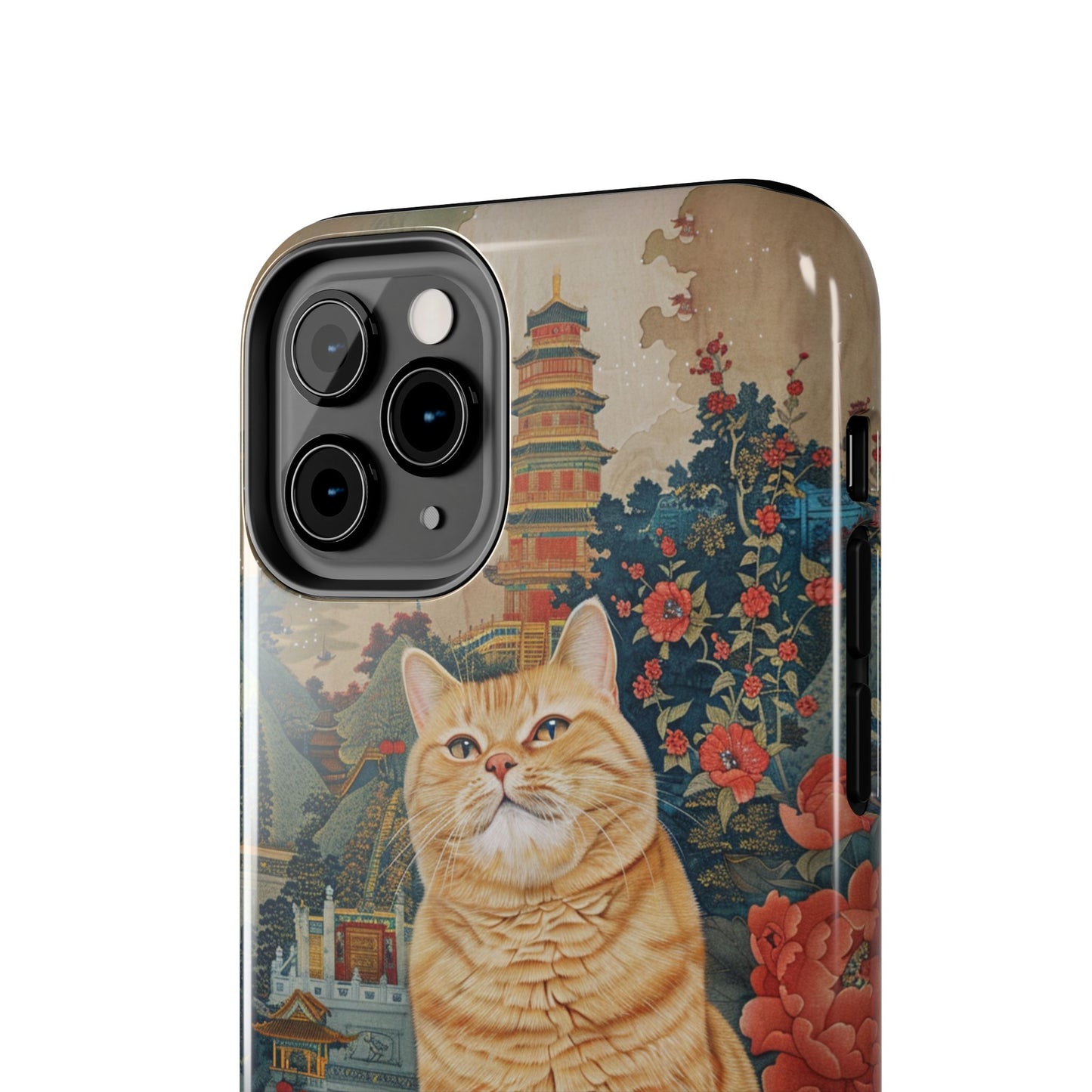 Oriental Garden Cat iPhone Case | Ancient Chinese Art Phone Cover | Clear Soft TPU Case