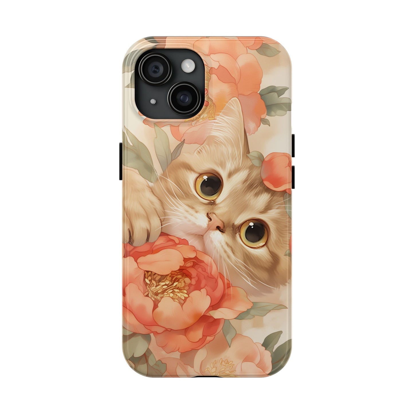 "Peony Guardian" - Floral Cat Phone Case | Tang Dynasty Elegance Meets Daily Protection