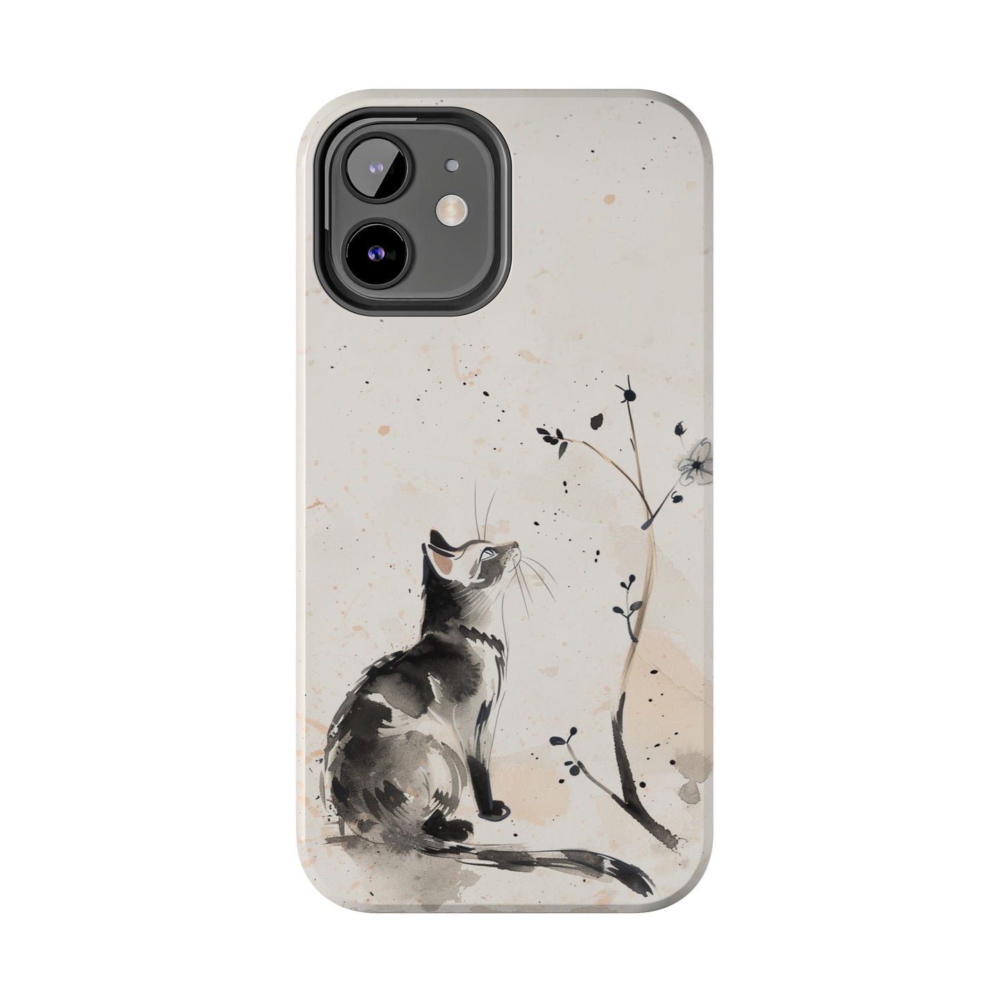 Ink-Wash Cat iPhone Case | Minimalist Oriental Art Phone Cover | Zen Aesthetic Gift