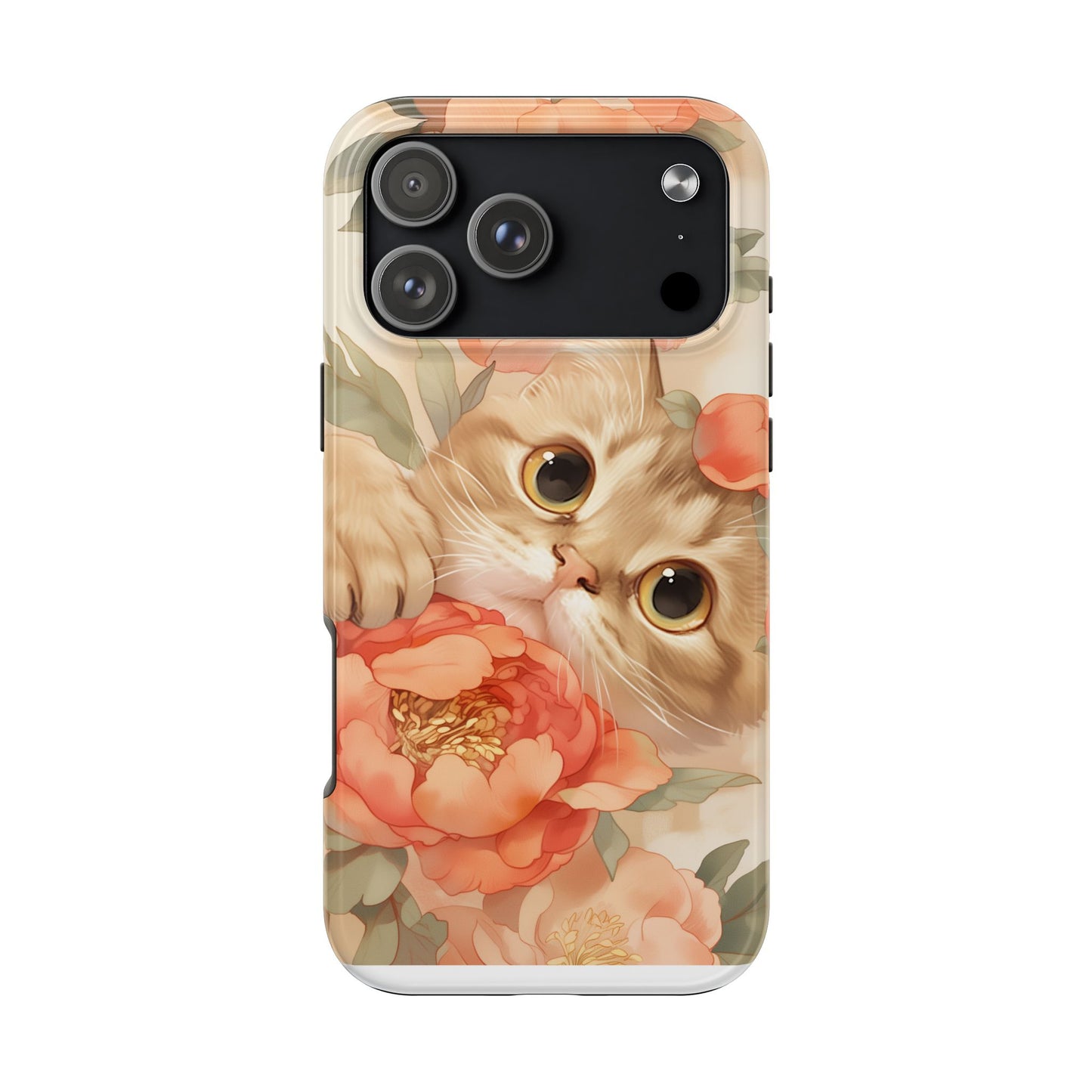 "Peony Guardian" - Floral Cat Phone Case | Tang Dynasty Elegance Meets Daily Protection