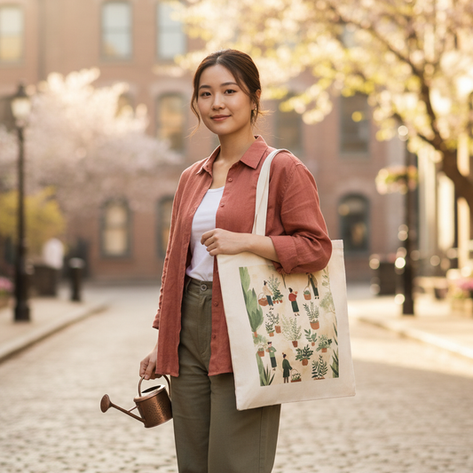 采芳集｜春野採青圖環保袋｜唐風永續生活提袋 ｜唐代踏青環保托特包